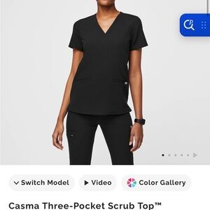 Figs Black Casma Three-Pocket Scrub Top